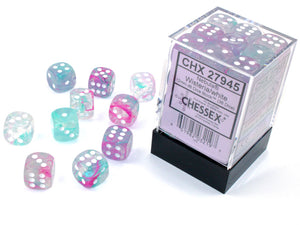 Chessex Dice: Nebula - 12mm D6 Wisteria/White Luminary Dice Block (36)