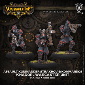 Warmachine: Khador Assault Kommander Strakhov & Kommandos - Khador Warcaster Unit