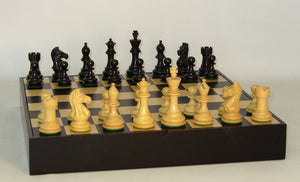 Chess Set - Black/Natural Pro Chessmen on Black/Maple Chest