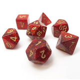 Chessex Dice: Glitter Polyhedral Set Ruby/Gold (7)