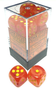 Chessex Dice: Ghostly Glow - 16mm D6 Orange/Yellow (12)