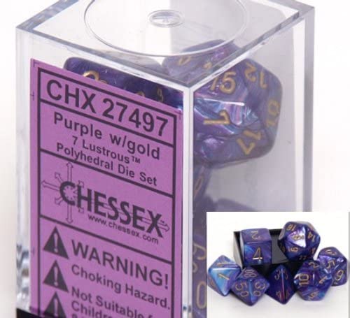 Chessex Dice: Lustrous Polyhedral Set Purple/Gold (7)