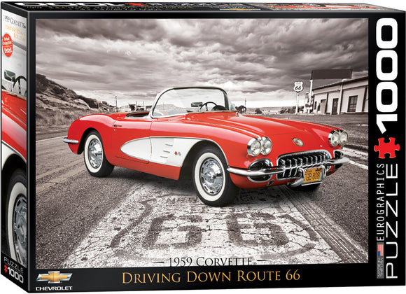 Puzzle: American Car Classics - 1959 Corvette Driving Down Route 66