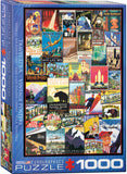 Puzzle: Vintage Art Collages - Travel USA Vintage Posters