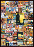 Puzzle: Vintage Art Collages - Travel Around the World Vintage Posters