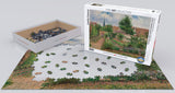 Puzzle: Fine Art Masterpieces - Vegetable Garden Overcast Morning Eragny by Camille Pissarro