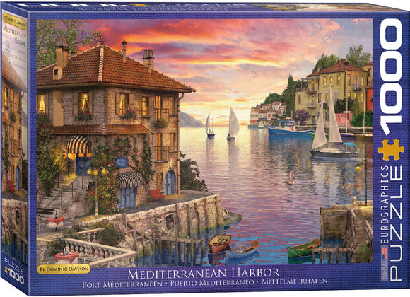 Puzzle: Artist Series - Mediterranean Harbor by Dominic Davison