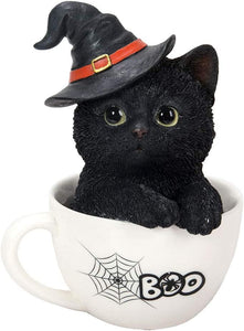 Halloween Witches's Black Kitten In A Tea Cup