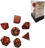 Chessex Dice: Glitter Polyhedral Set Ruby/Gold (7)