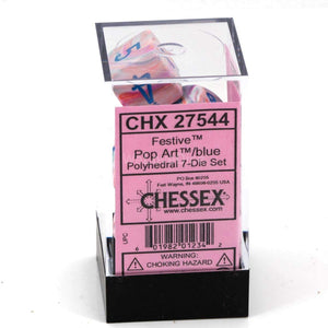 Chessex Dice: Festive Polyhedral Set Pop Art/Blue (7)