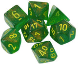 Chessex Dice: Borealis Polyhedral Set Maple Green/Yellow (7)