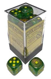 Chessex Dice: 16mm D6 Maple Green/Yellow (12)