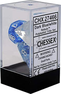 Chessex Dice: Nebula Polyhedral Set Dark Blue/White (7)