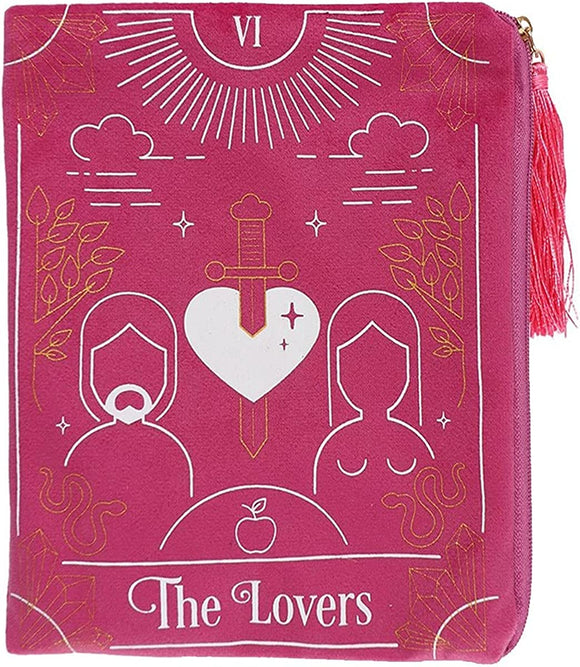 The Lovers Pink Velvet Zippered Tarot Card Bag