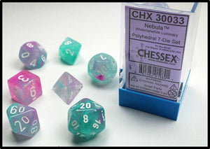 Chessex Dice: Borealis Polyhedral Set Luminary Wisteria/White (7)