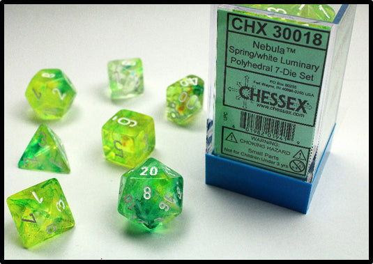 Chessex Dice: Borealis Polyhedral Set Luminary Spring/White (7)