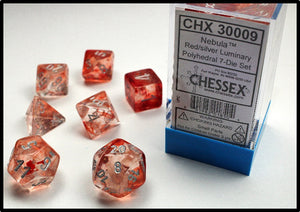 Chessex Dice: Borealis Polyhedral Set Luminary Red/Silver (7)