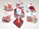 Chessex Dice: Gemini Polyhedral Set Red/White/Blue (7)