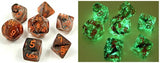 Chessex Dice: Borealis Polyhedral Set Set Copper Matrix/orange Luminary (7)