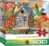 Puzzle: Family Oversize Puzzles - Trumpet Vines & Tree Sparrows by Janene Grende