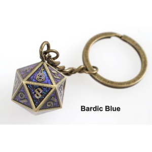 Fob of Fate D20 Keychain - Bardic Blue