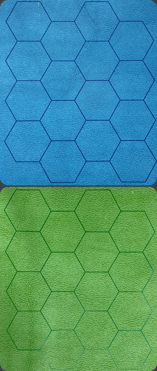 Chessex Megamat: 1” Reversible Blue-Green Hexes (34½” x 48” Playing Surface)