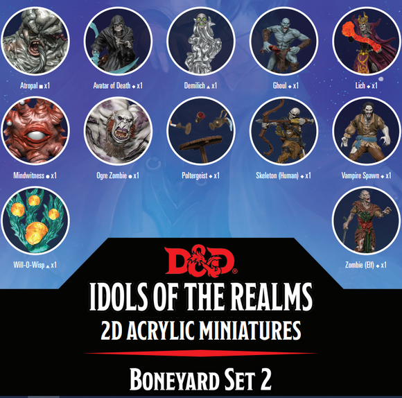 D&D: Idols of the Realms - Boneyard 2D Acrylic Miniatures - Set 12