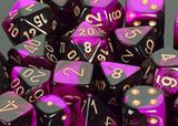 Chessex Dice: Gemini - 16mm D6 Black Purple/Gold (12)