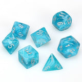 Chessex Dice: Cirrus Polyhedral Set Aqua/Silver (7)