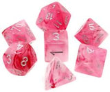 Chessex Dice: Ghostly Glow Polyhedral Set Pink/Silver (7)