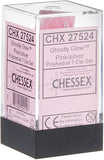 Chessex Dice: Ghostly Glow Polyhedral Set Pink/Silver (7)