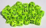 Chessex Dice: Vortex - 16mm D6 Bright Green/Black (12)