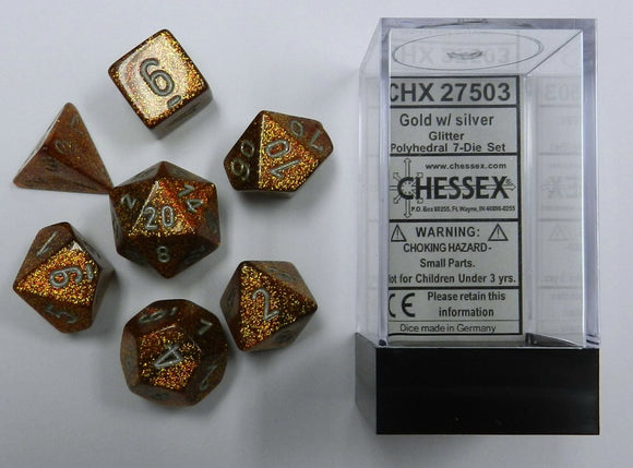 Chessex Dice: Glitter Polyhedral Set Gold/Silver (7)