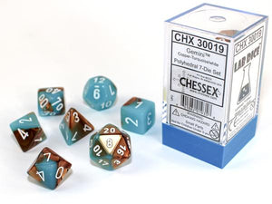 Chessex Dice: Gemini Polyhedral Set Luminary Copper/Turquoise/White (7)