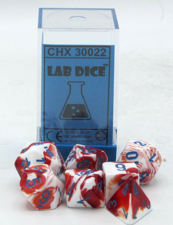 Chessex Dice: Gemini Polyhedral Set Red/White/Blue (7)