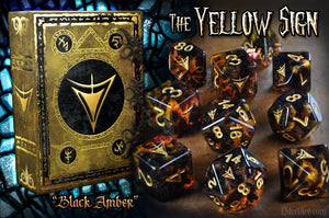 Infinite Black: Yellow Sign Elder Dice - Mythic Black Amber Edition
