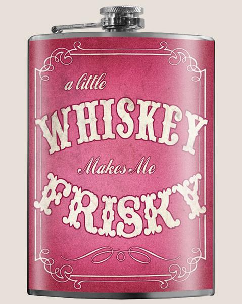Whiskey Makes Me Frisky (Pink) - Flask