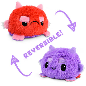 TeeTurtle Reversible Fuzzy Monster: Purple/Red (Mini)