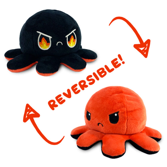 TeeTurtle Reversible Octopus: Red/Black (Mini)