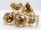 Silver Pirate Skull RPG Dice Set