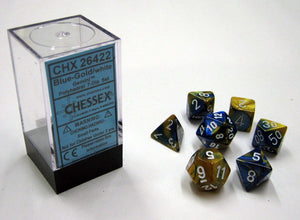 Chessex Dice: Gemini Polyhedral Set Blue Gold/White (7)