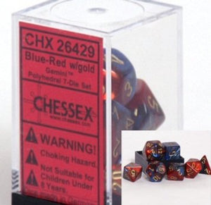 Chessex Dice: Gemini Polyhedral Set Blue Red/Gold (7)