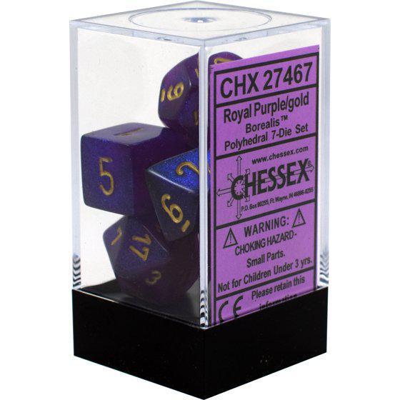 Chessex Dice: Borealis Polyhedral Set Royal Purple/Gold (7)