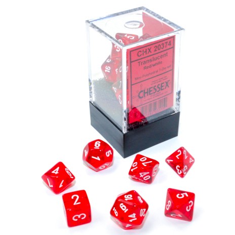 Chessex Dice: Translucent Mini Polyhedral Set Red/White (7)