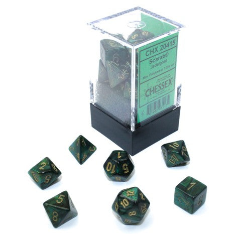 Chessex Dice: Scarab Mini Polyhedral Set Jade/Gold (7)