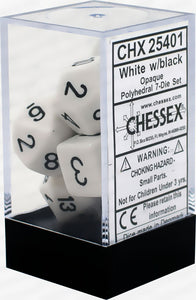 Chessex Dice: Opaque Polyhedral Set White/Black (7)