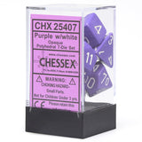 Chessex Dice: Opaque Polyhedral Set Purple/White (7)