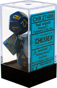 Chessex Dice: Phantom Polyhedral Set Teal/Gold (7)