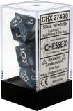 Chessex Dice: Lustrous Polyhedral Set Slate/White (7)
