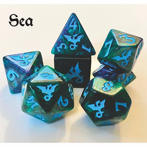 Black Oak Dice: Swirl Dragon Sea Polyhedral Set (7)